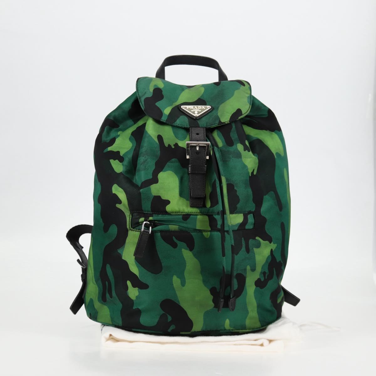 Prada, Green, NYLON, backpack
