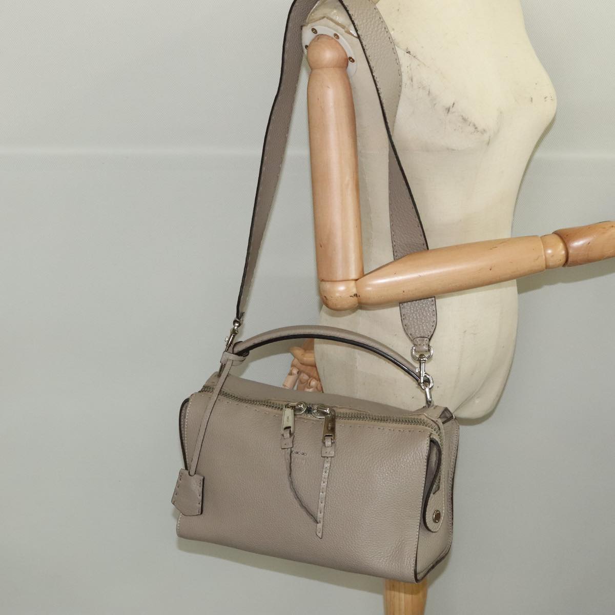 Fendi Lei Selleria, Beige, Leather, handbag