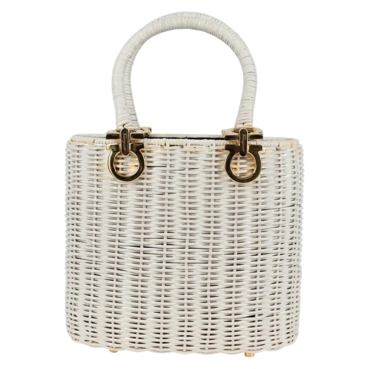 Salvatore Ferragamo Gancini, White, Leather, handbag