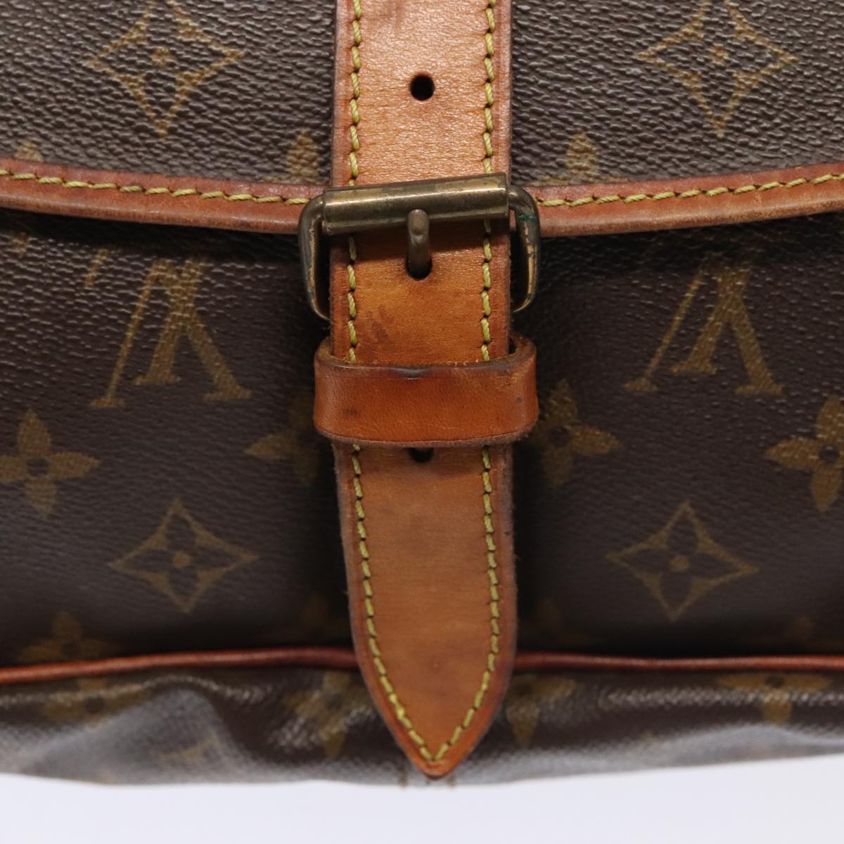 Louis Vuitton Saumur 35, Brown, Canvas, shoulder