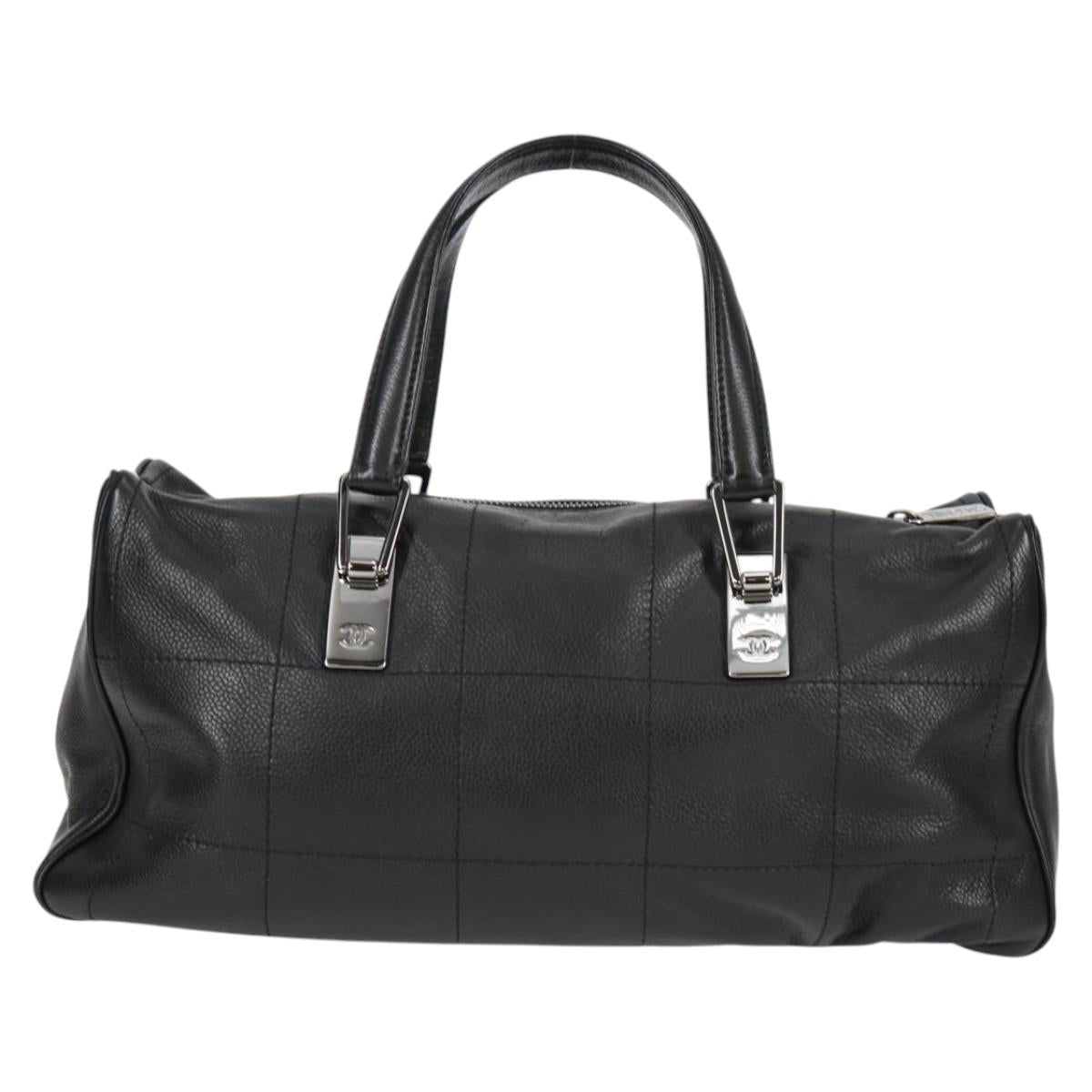 Chanel Chocolate bar, Black, Leather, handbag