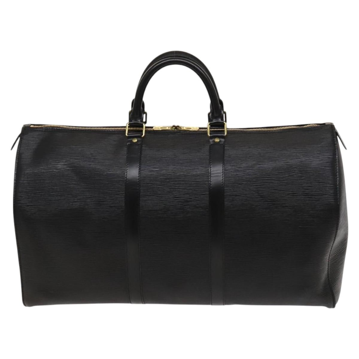 Louis Vuitton Keepall 50, Black, Leather, travel