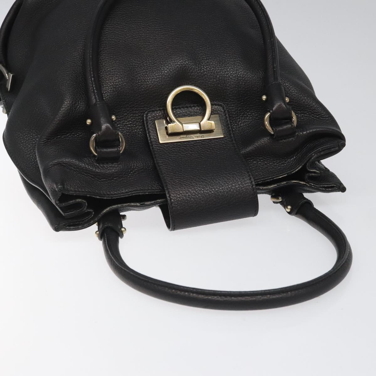 Salvatore Ferragamo Gancini, Black, Leather, handbag