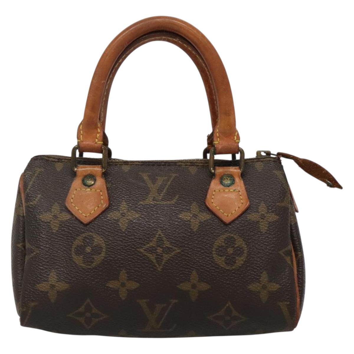 Louis Vuitton Nano Speedy, Brown, Canvas, handbag
