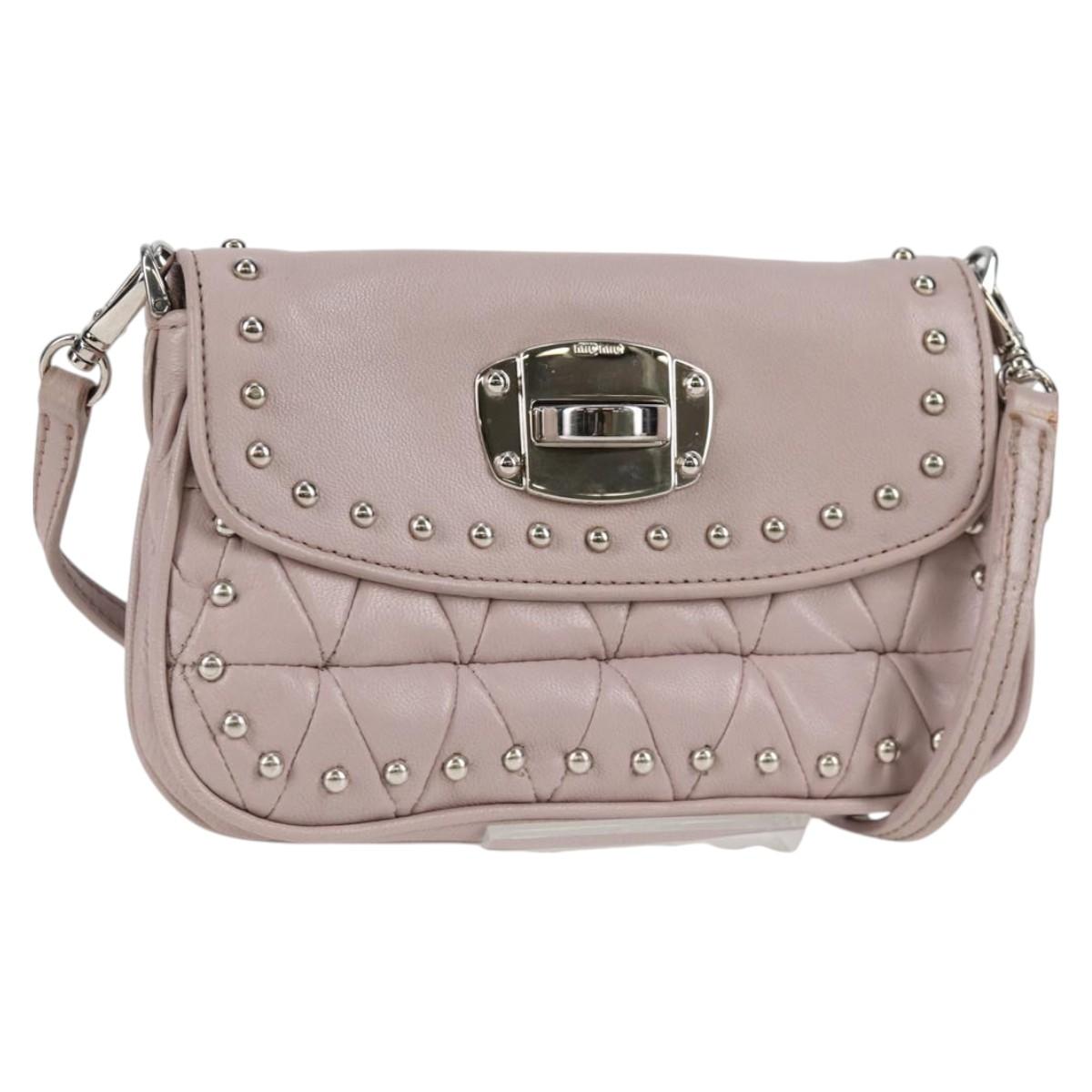 Miu Miu Studded, Pink, Leather, shoulder
