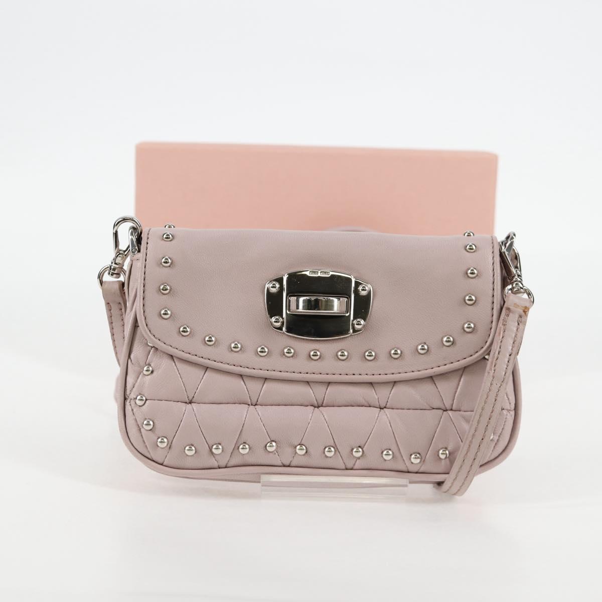 Miu Miu Studded, Pink, Leather, shoulder