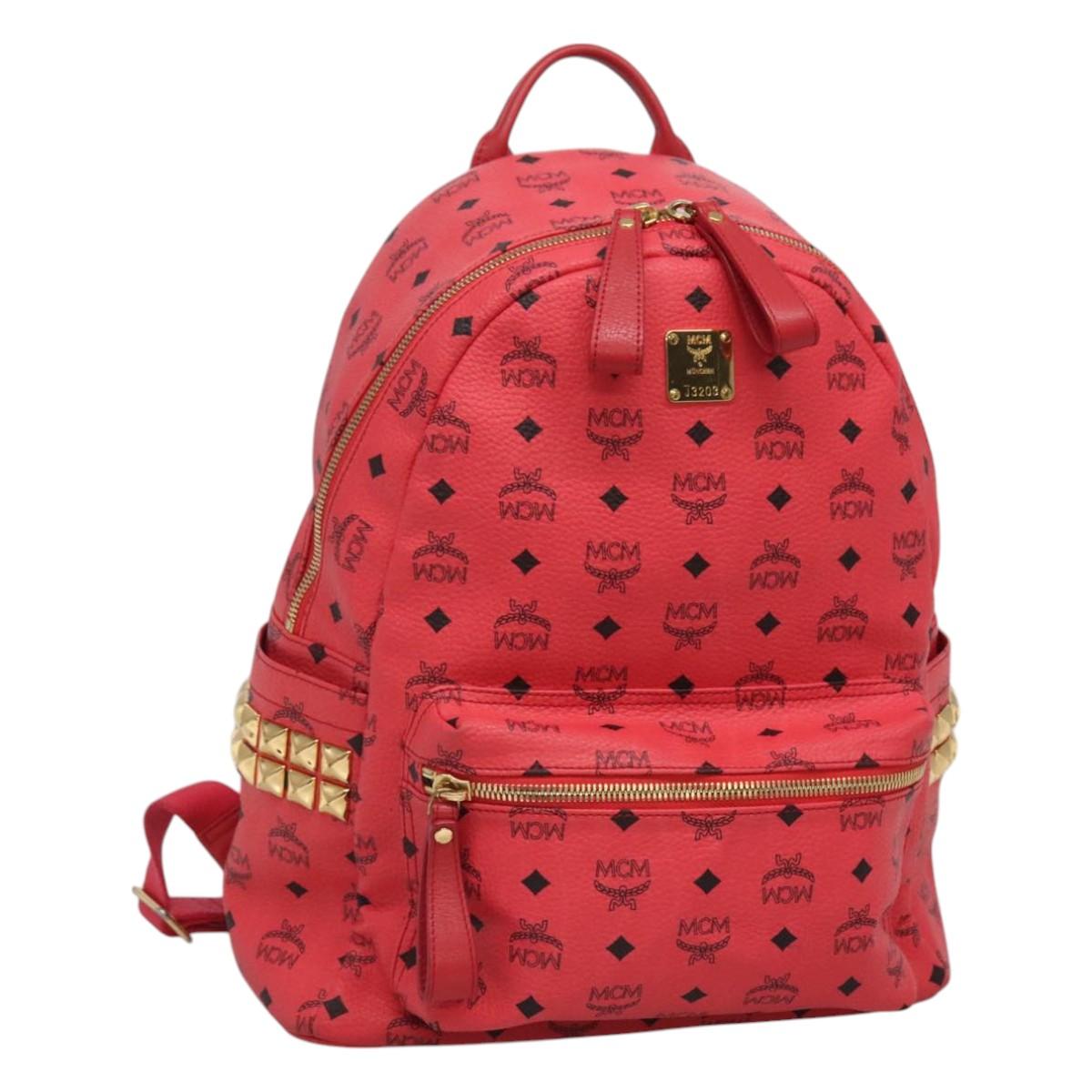 MCM Stark Visetos, Pink, Canvas, backpack