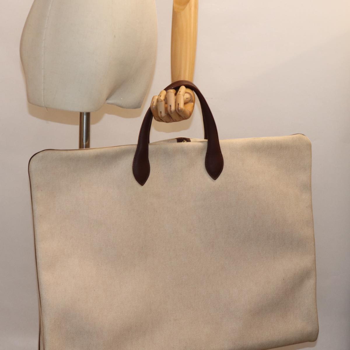 Hermès, Beige, Canvas, travel
