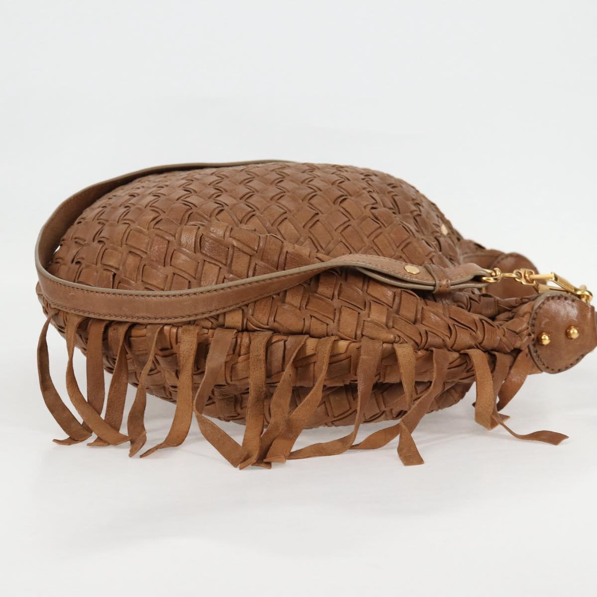 Miu Miu Woven, "BROWN,GOLD", Leather, handbag