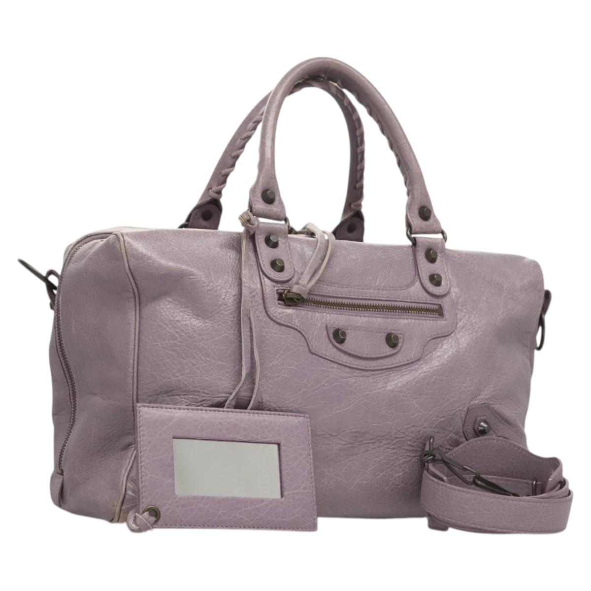 Balenciaga City, Purple, Leather, handbag
