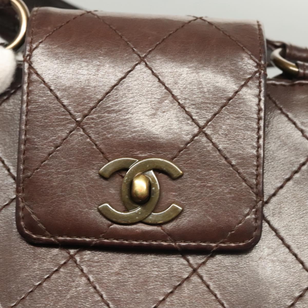 Chanel Coco Mark, Brown, Leather, handbag