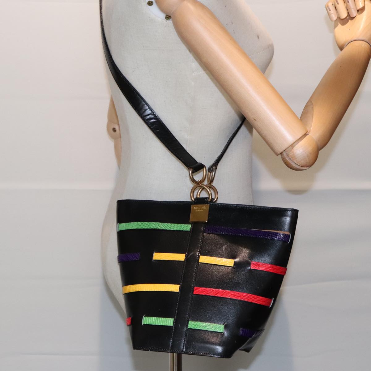 Céline, Black, Leather, shoulder