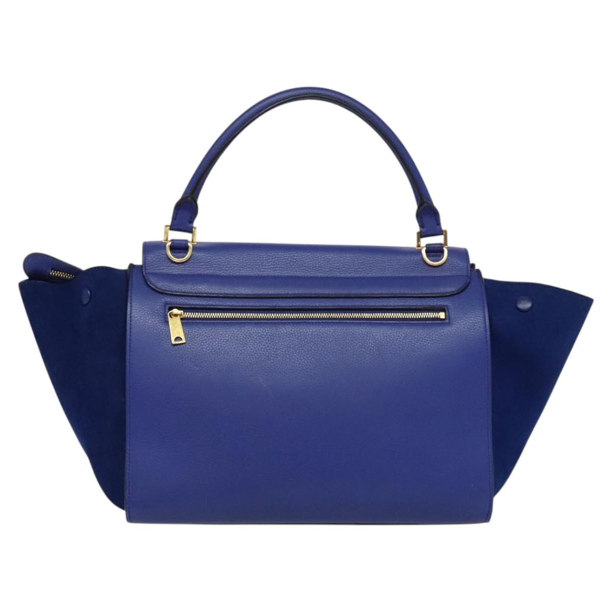 Céline Trapèze, Blue, Leather, handbag