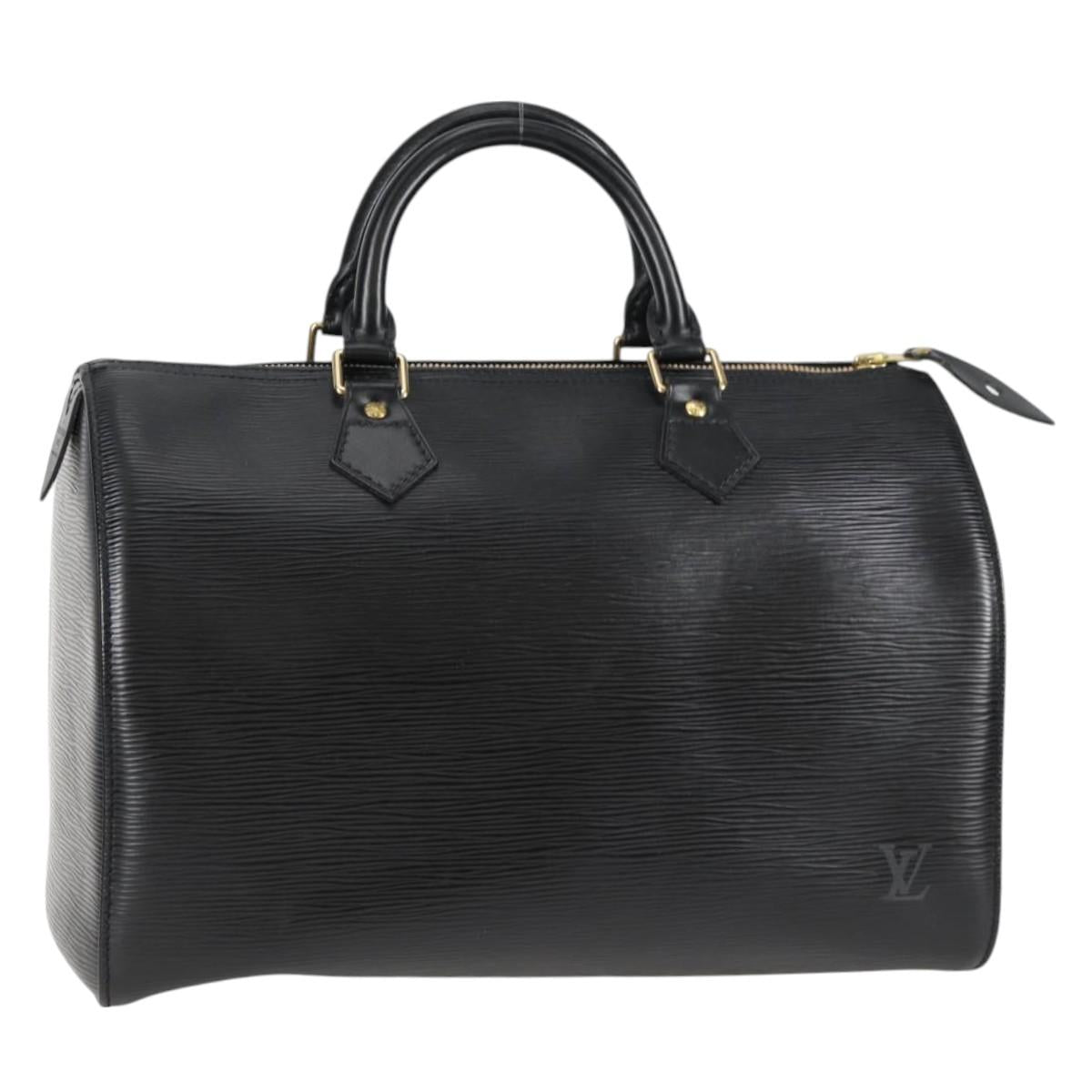 Louis Vuitton Speedy, Black, Leather, handbag
