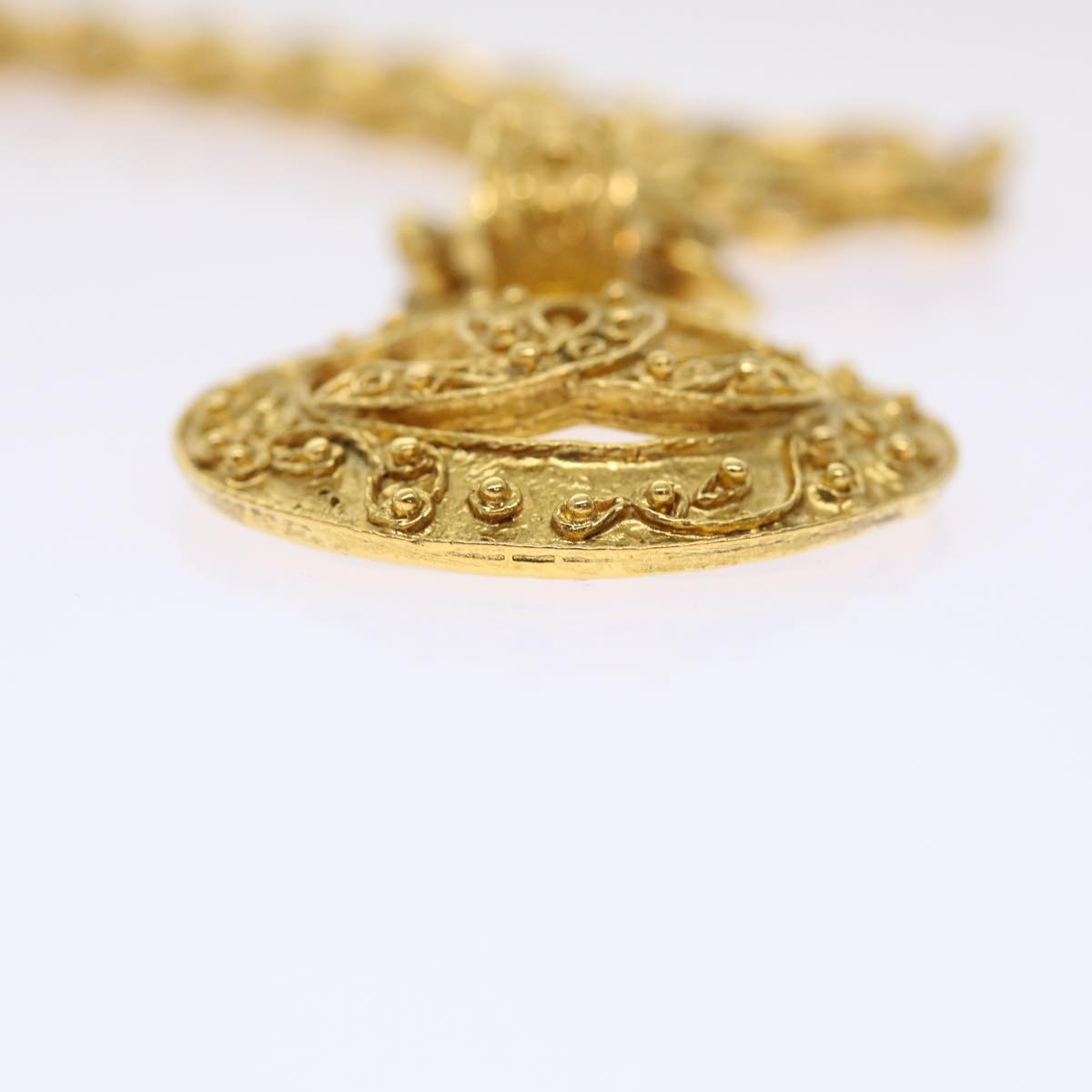 Chanel CC Open Heart Pendant Necklace Metal, GOLD, METAL, Necklace