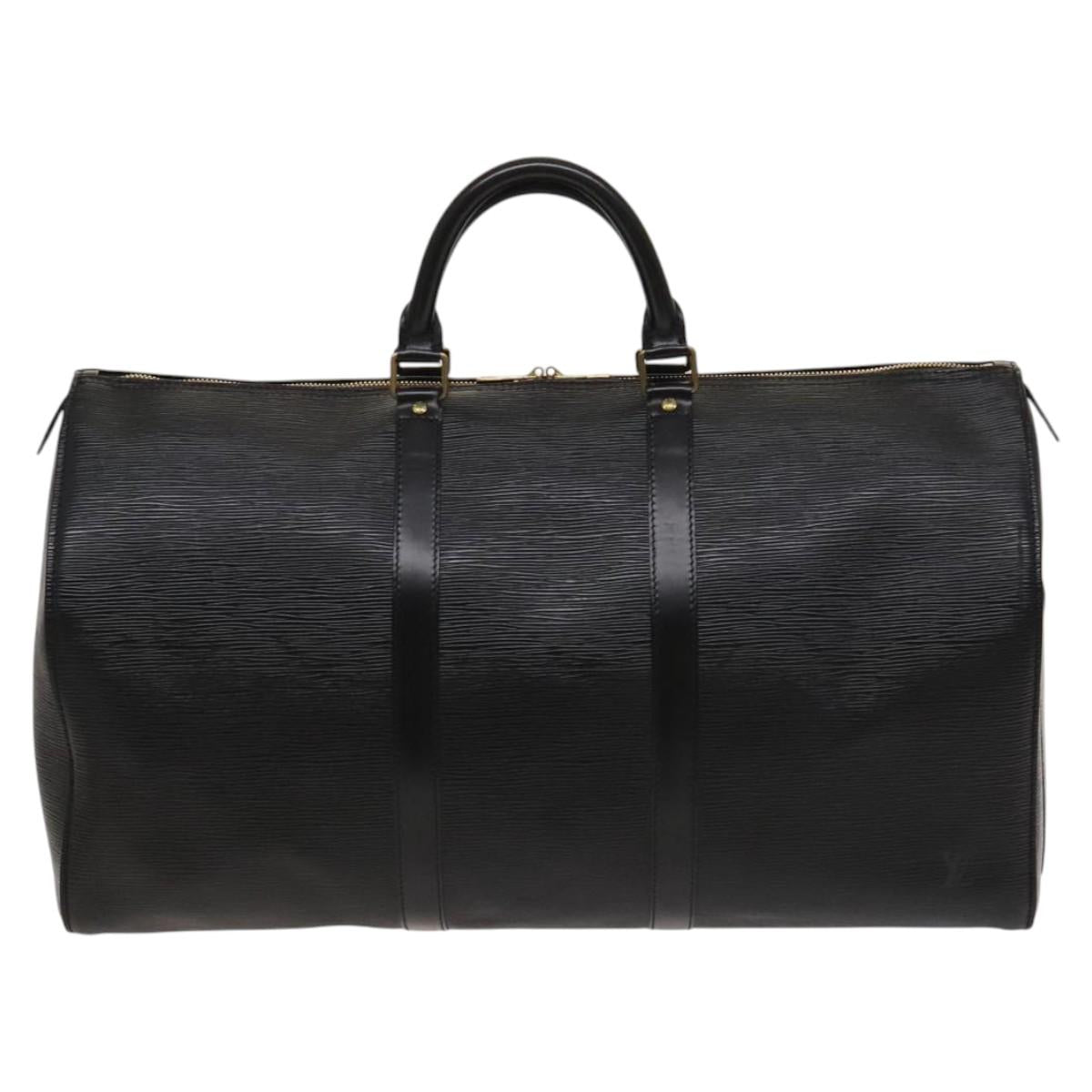 Louis Vuitton Keepall 50, Black, Leather, travel