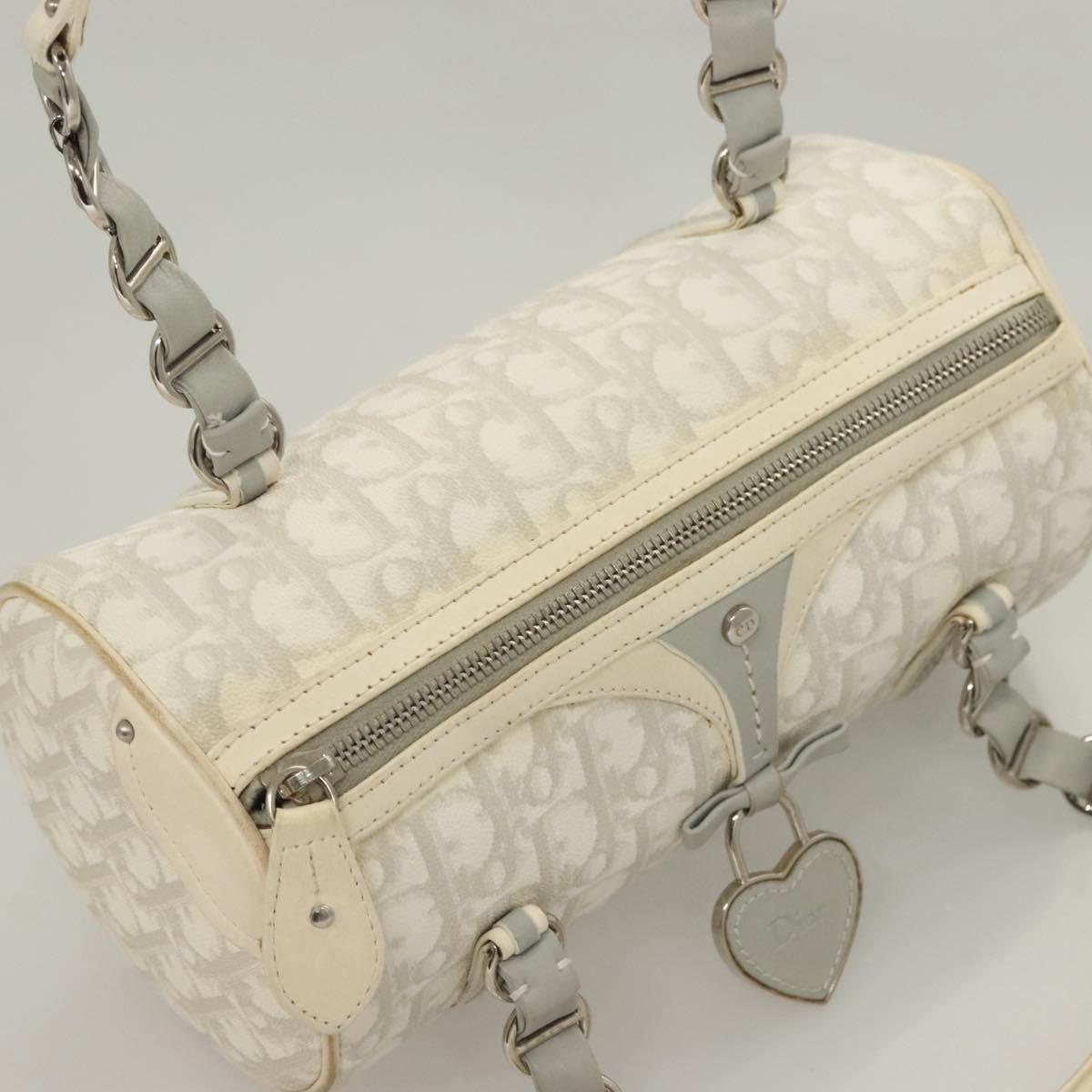 Dior Romantique, White, "CANVAS, LEATHER", handbag