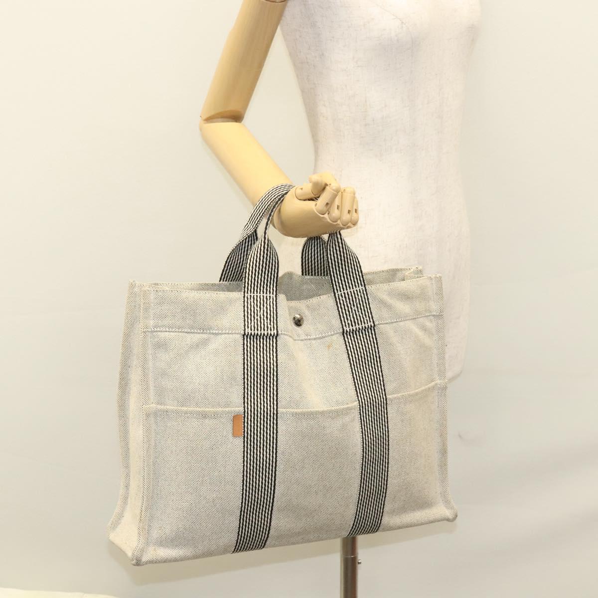 Hermès Fourre tout, Grey, Canvas, handbag