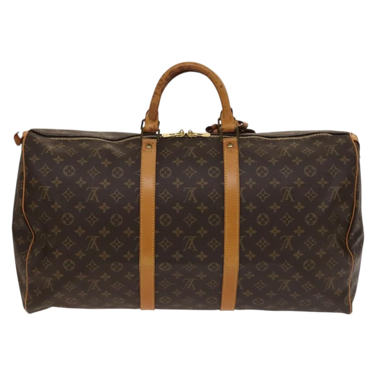 Louis Vuitton Keepall 55, Brown, Canvas, travel