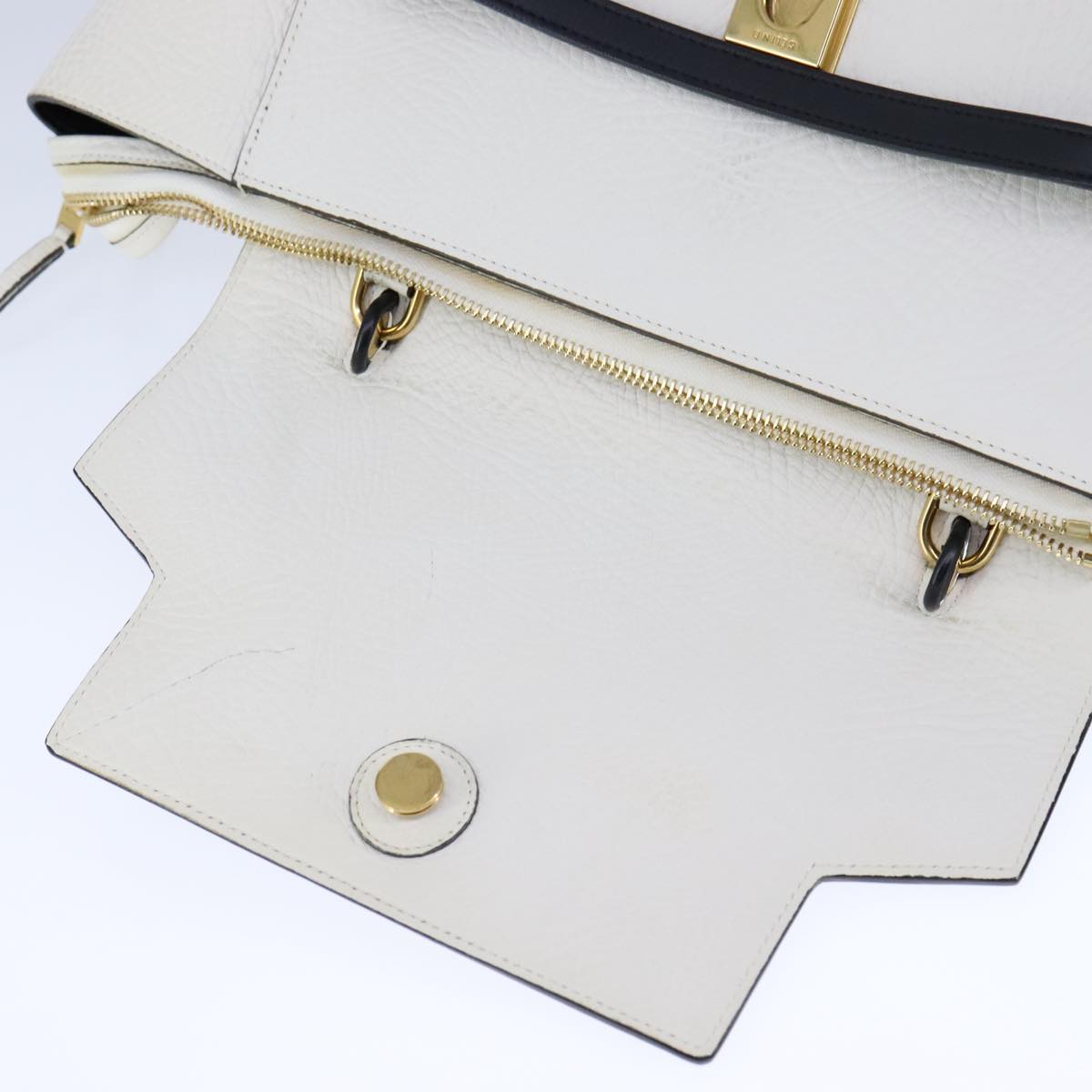 Céline Belt, White, Leather, handbag