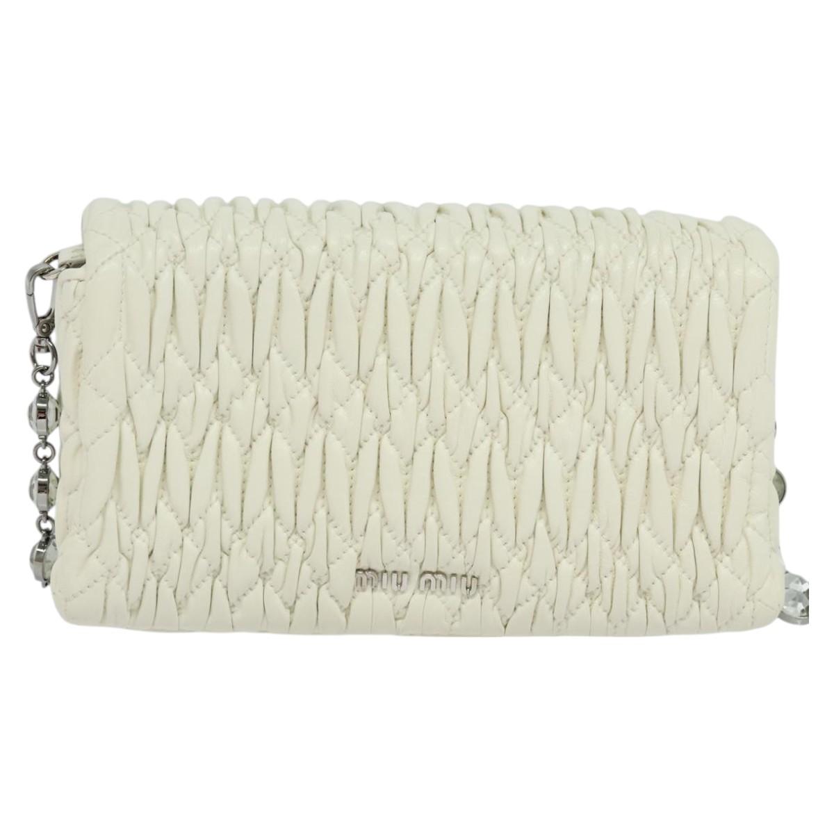 Miu Miu Crystal, White, Leather, shoulder