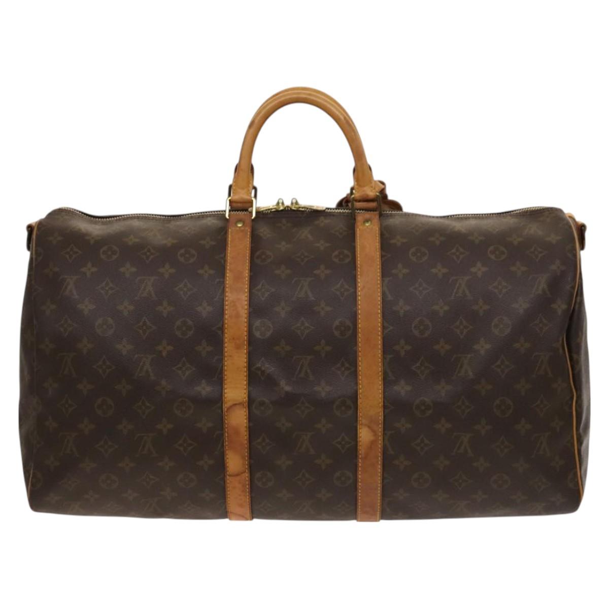 Louis Vuitton Keepall Bandouliere 55, Brown, Canvas, travel