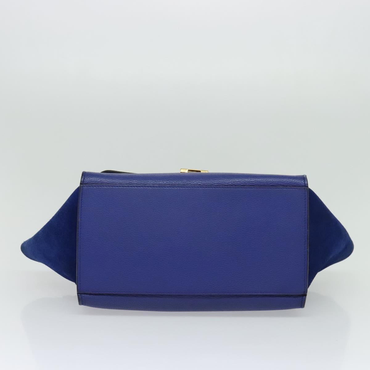 Céline Trapèze, Blue, Leather, handbag