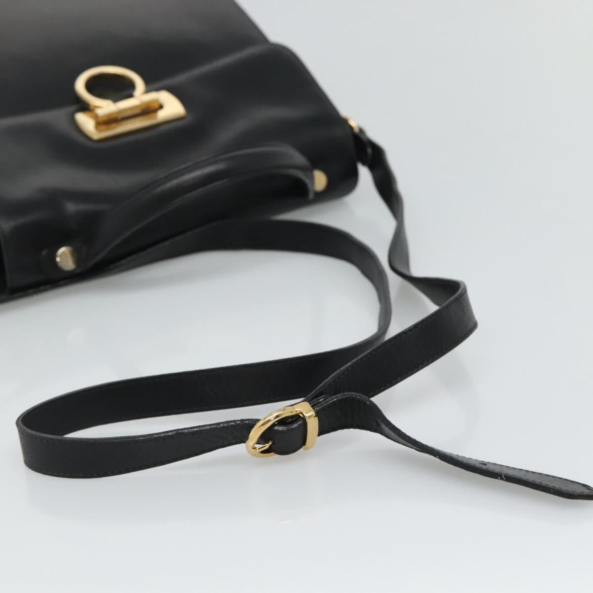 Salvatore Ferragamo Gancini, Black, Leather, handbag