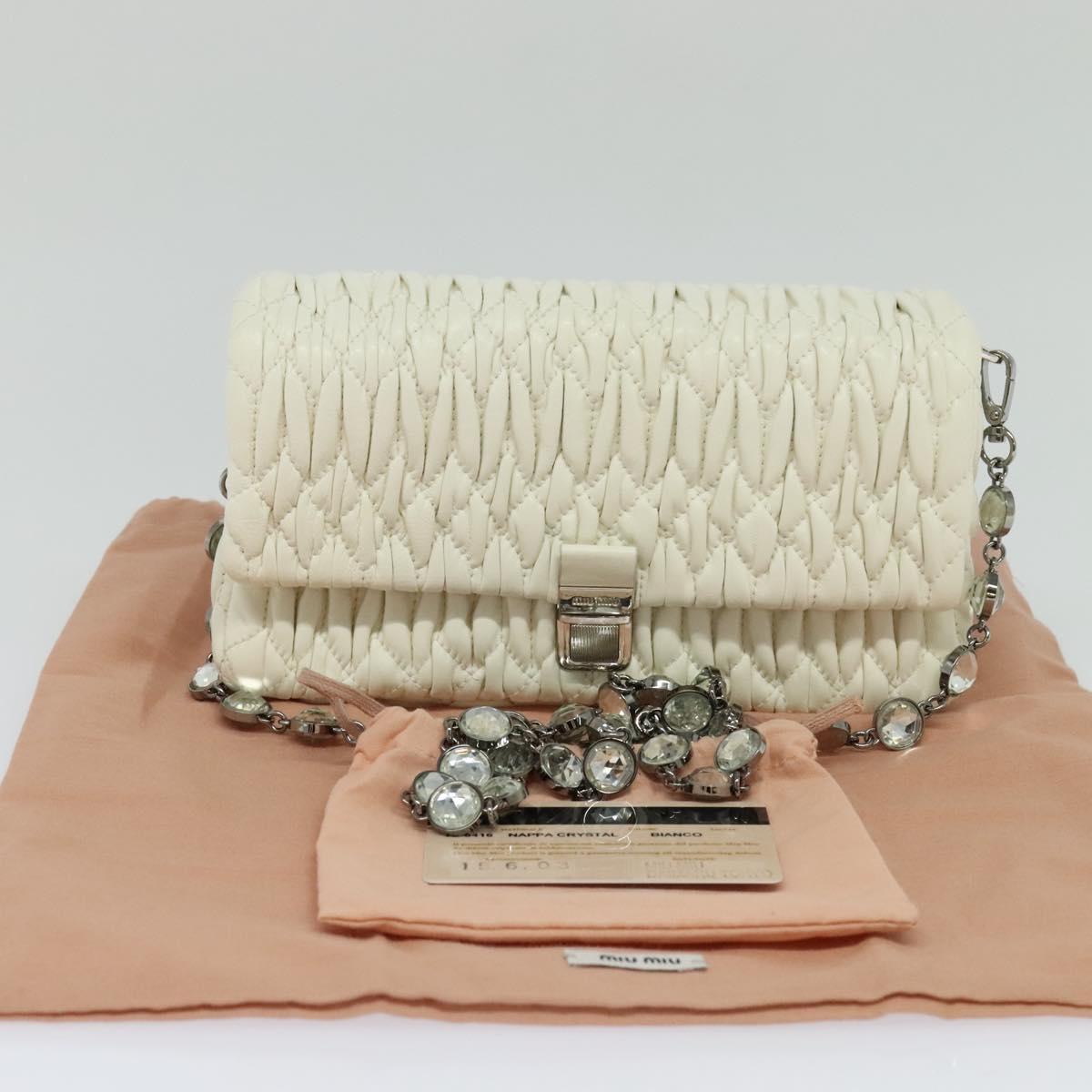 Miu Miu Crystal, White, Leather, shoulder