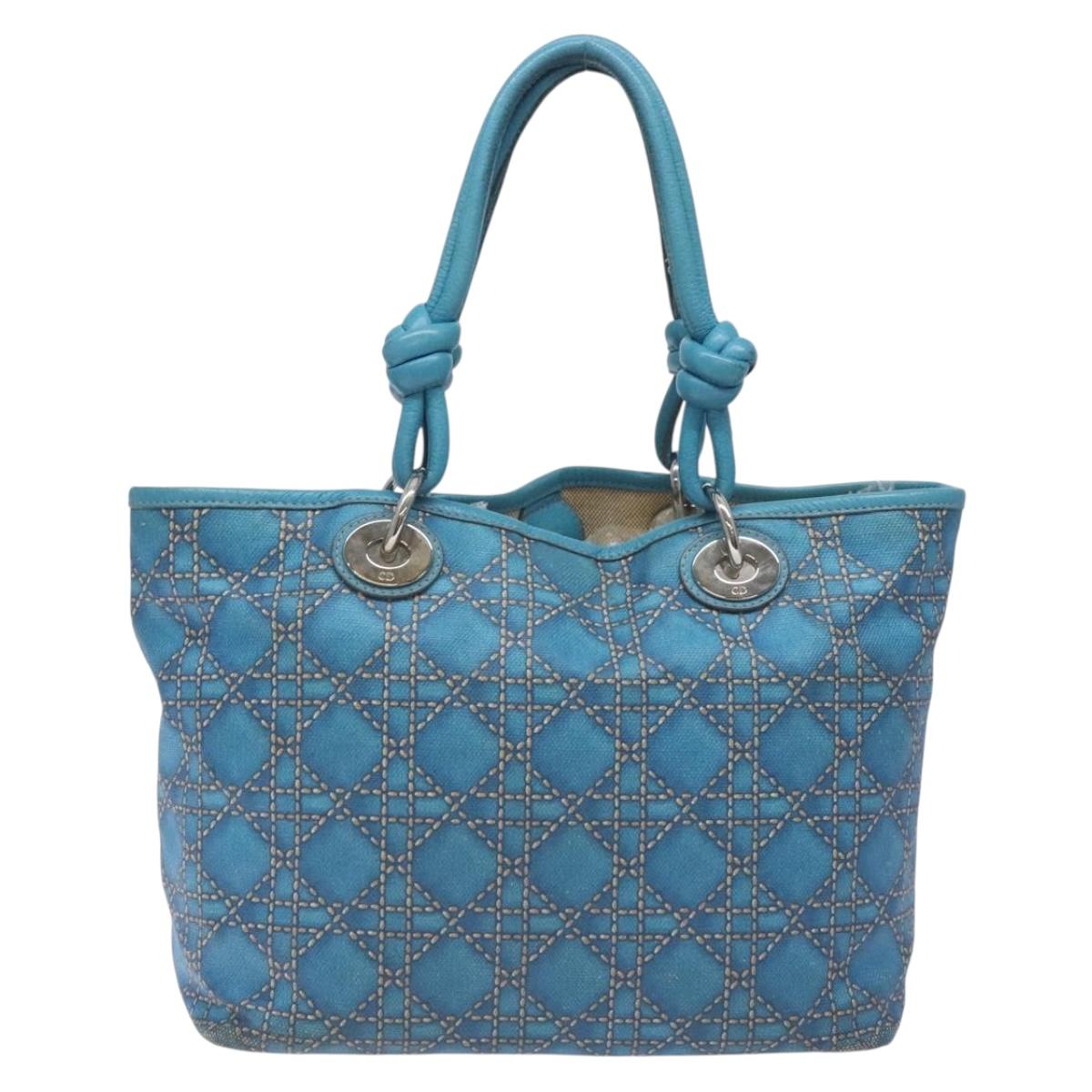 Dior Lady Dior, Blue, Canvas, handbag