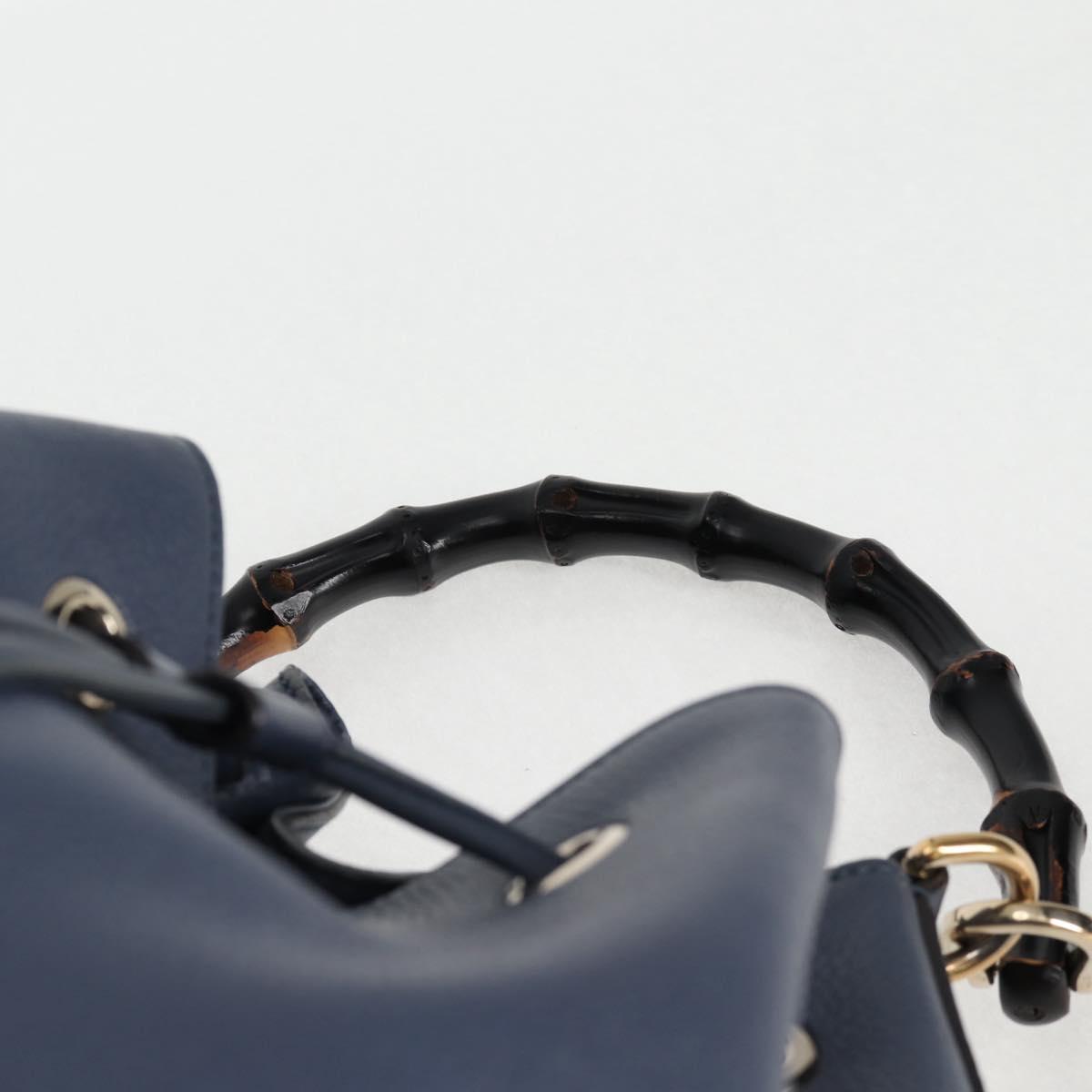 Gucci Bamboo, Blue, Leather, handbag