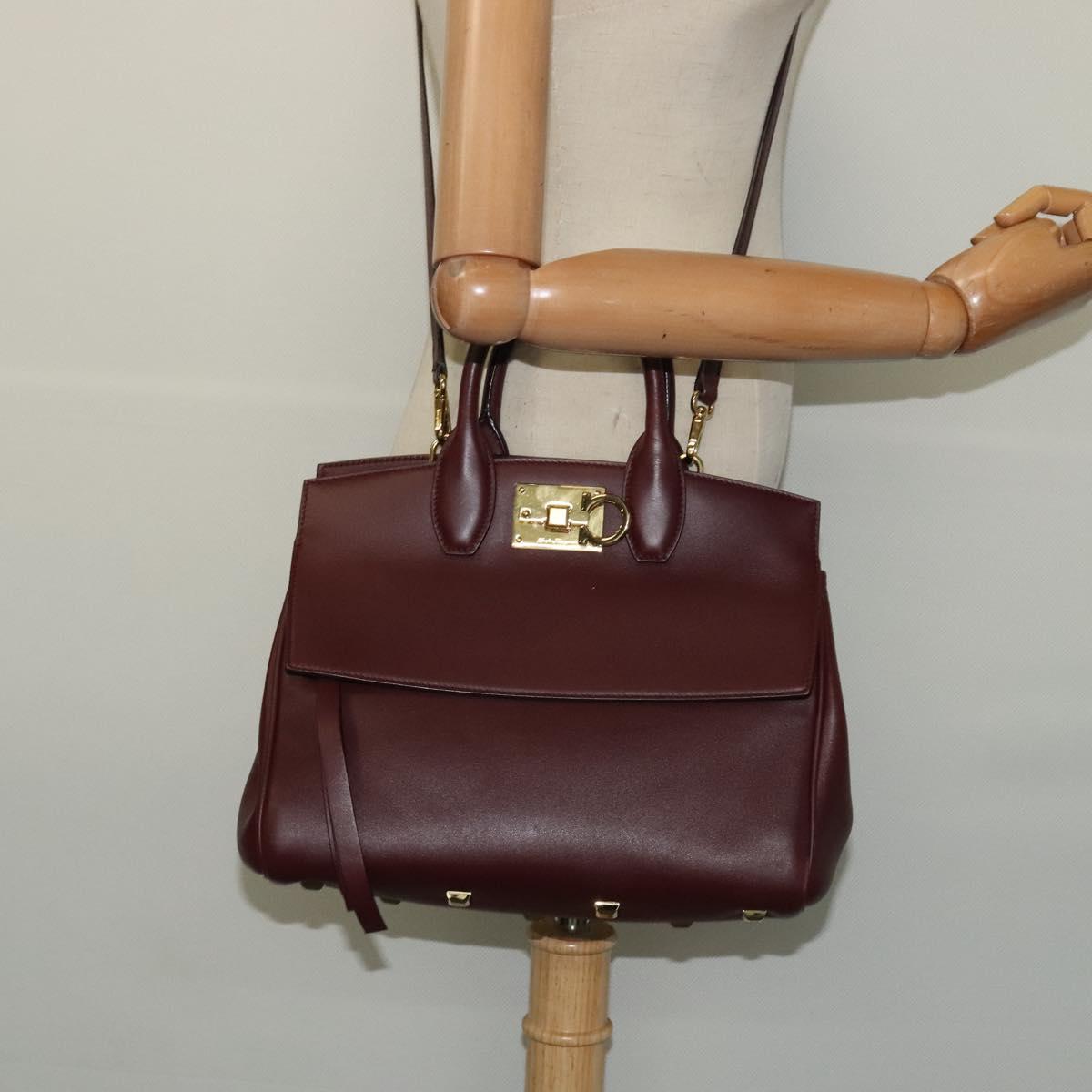 Salvatore Ferragamo Studio, Burgundy, Leather, handbag