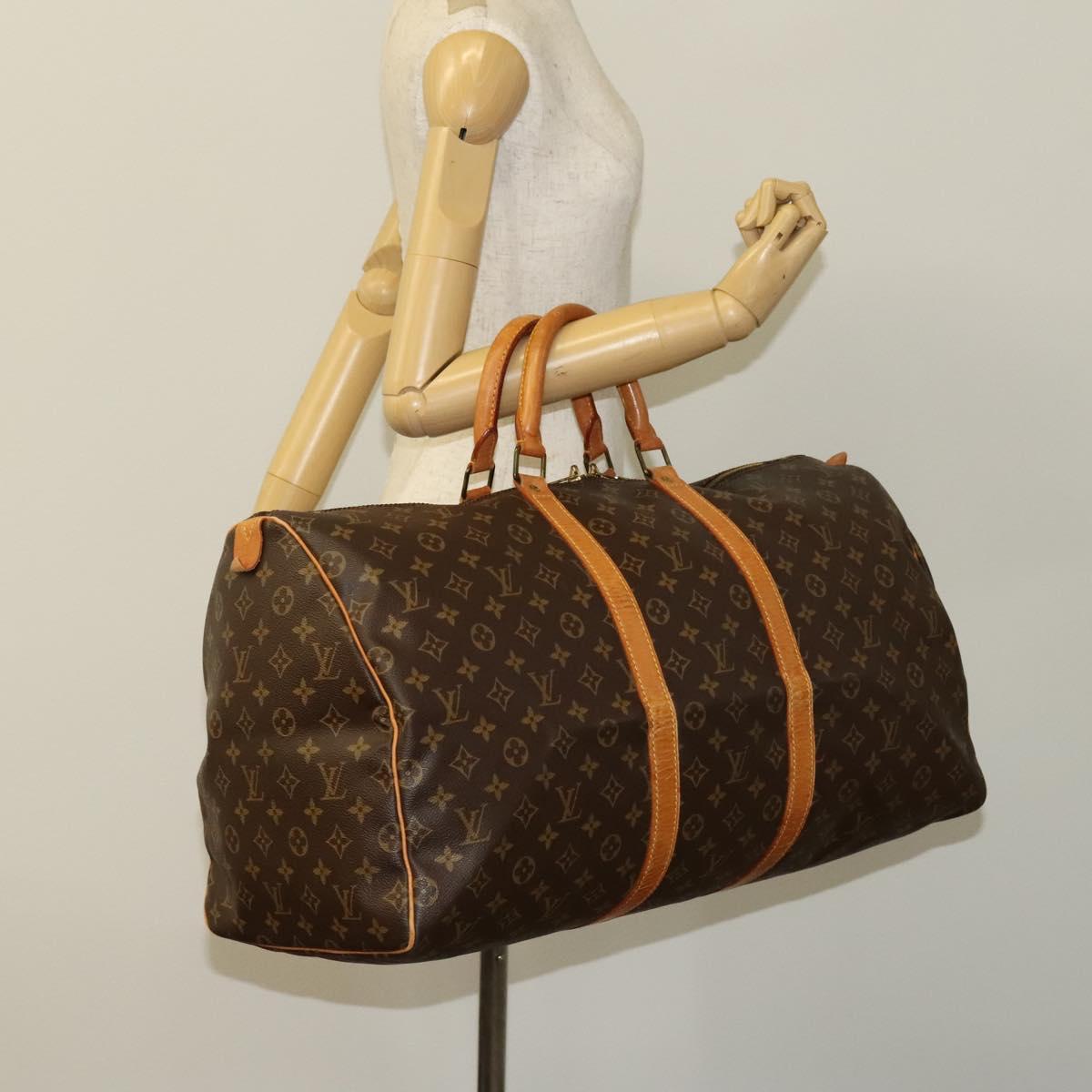 Louis Vuitton Keepall 55, Brown, Canvas, travel