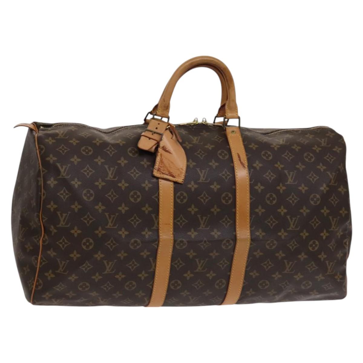Louis Vuitton Keepall 55, Brown, Canvas, travel