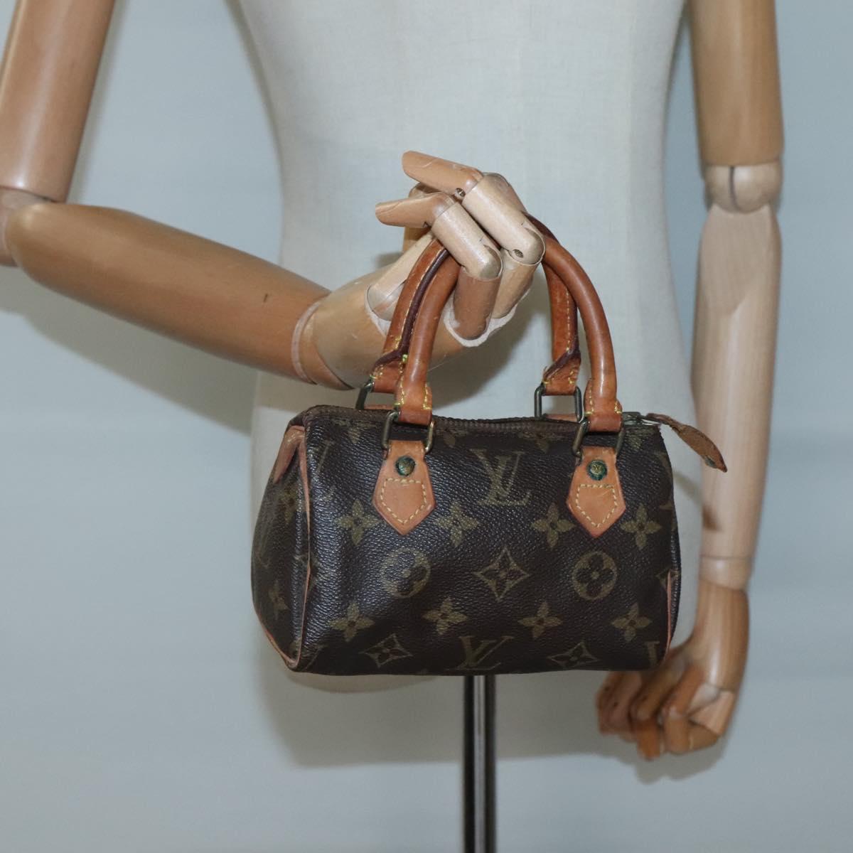 Louis Vuitton Nano Speedy, Brown, Canvas, handbag