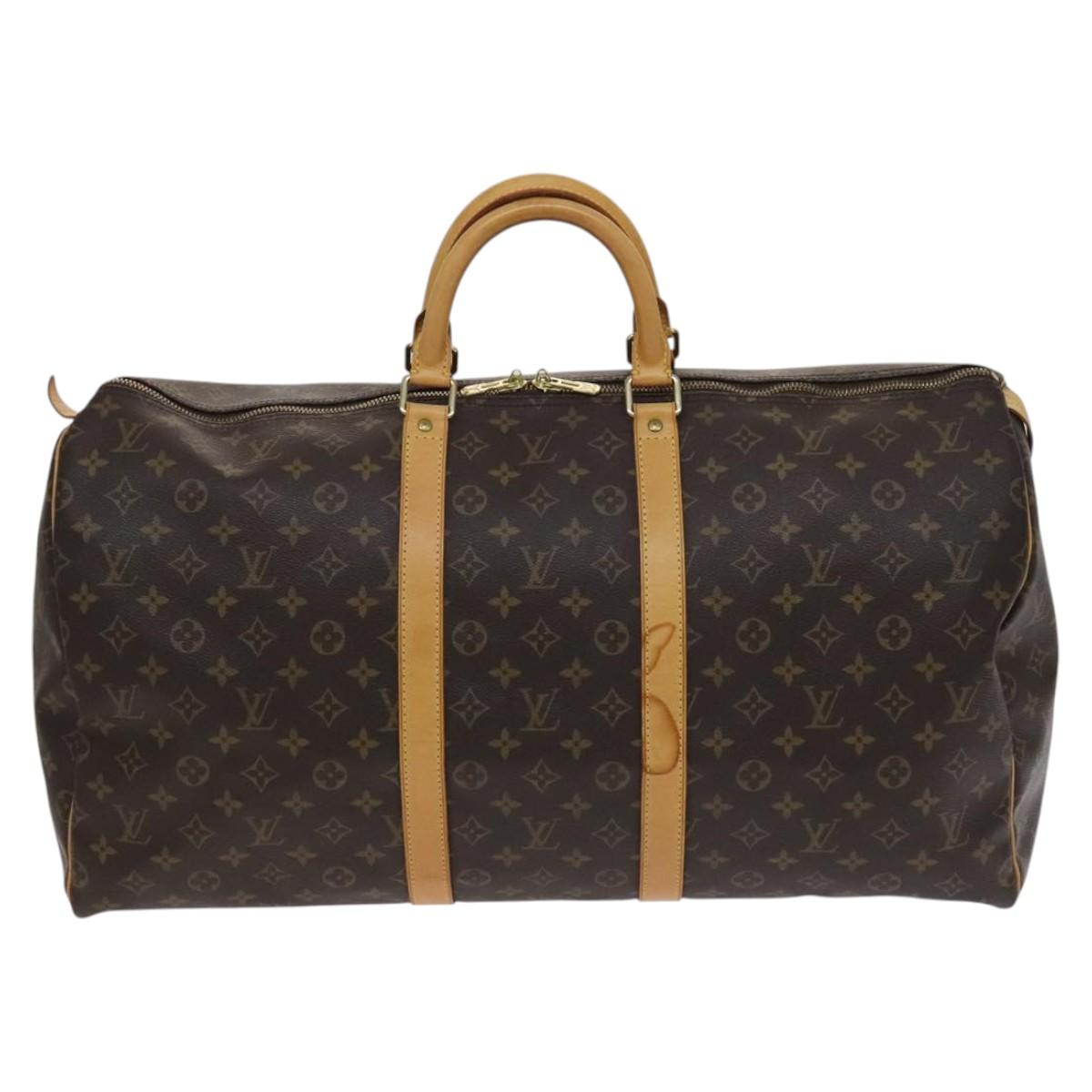 Louis Vuitton Keepall 55, Brown, Canvas, travel