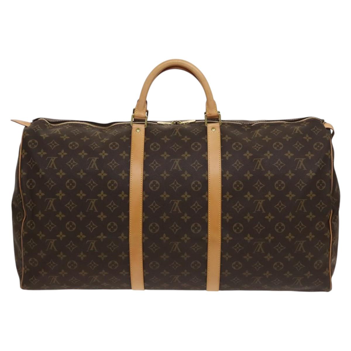 Louis Vuitton Keepall 60, Brown, Canvas, travel