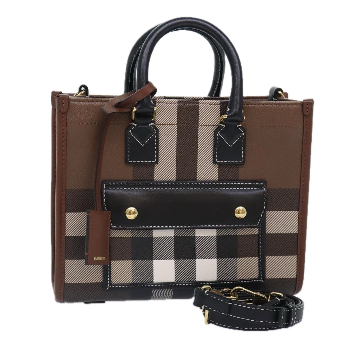 Burberry Freya, Brown, Leather, handbag