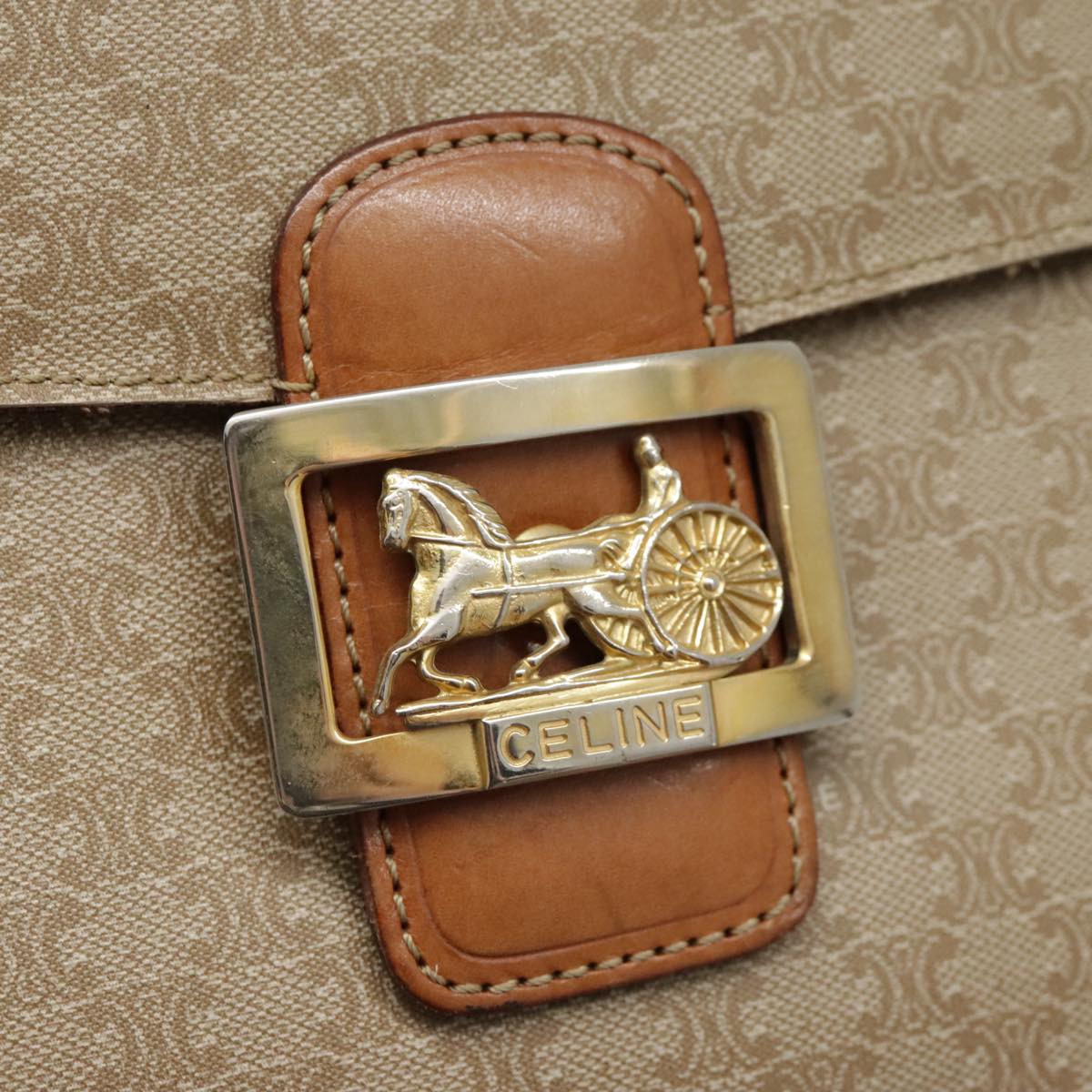 Céline Horse carriage, Beige, Canvas, shoulder