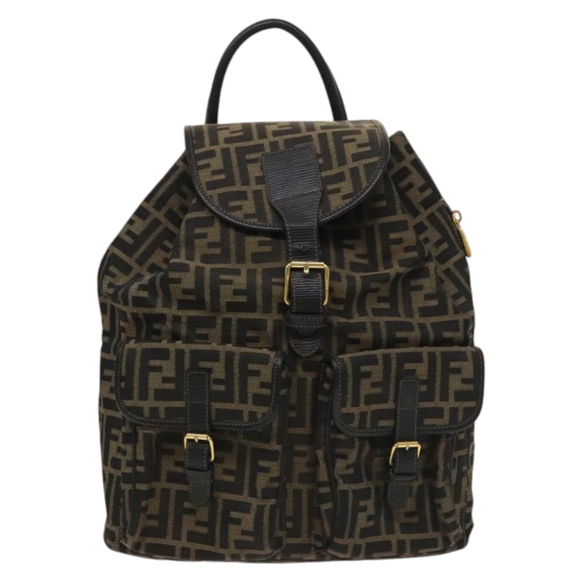 Fendi Zucca, Brown, Canvas, backpack