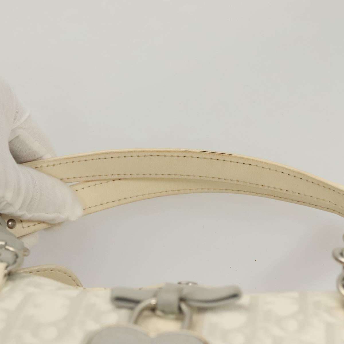 Dior Romantique, White, "CANVAS, LEATHER", handbag