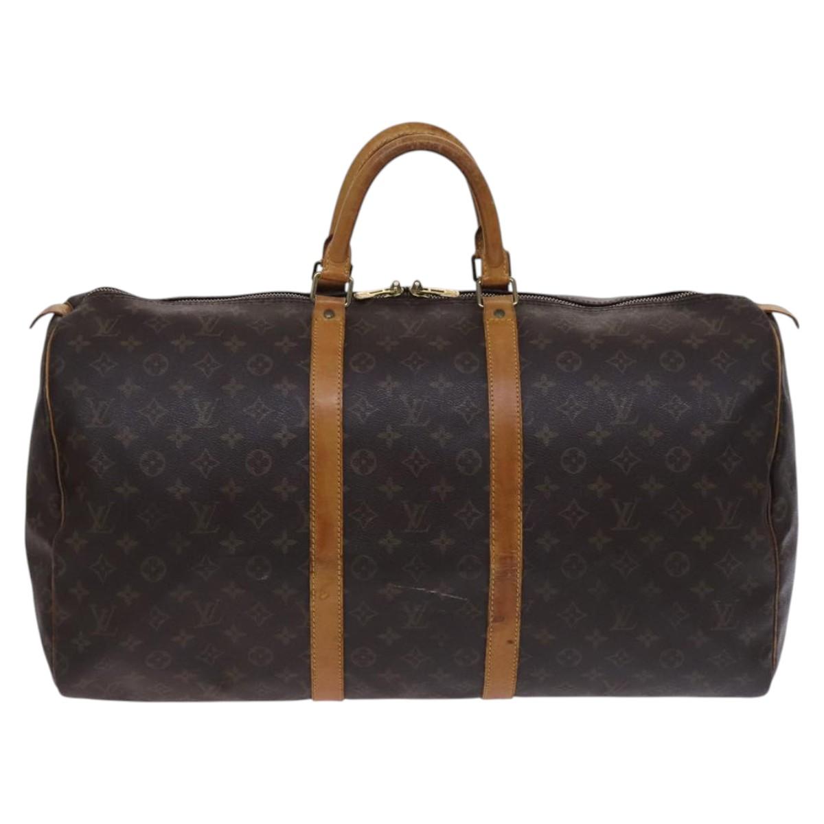 Louis Vuitton Keepall 55, Brown, Canvas, travel