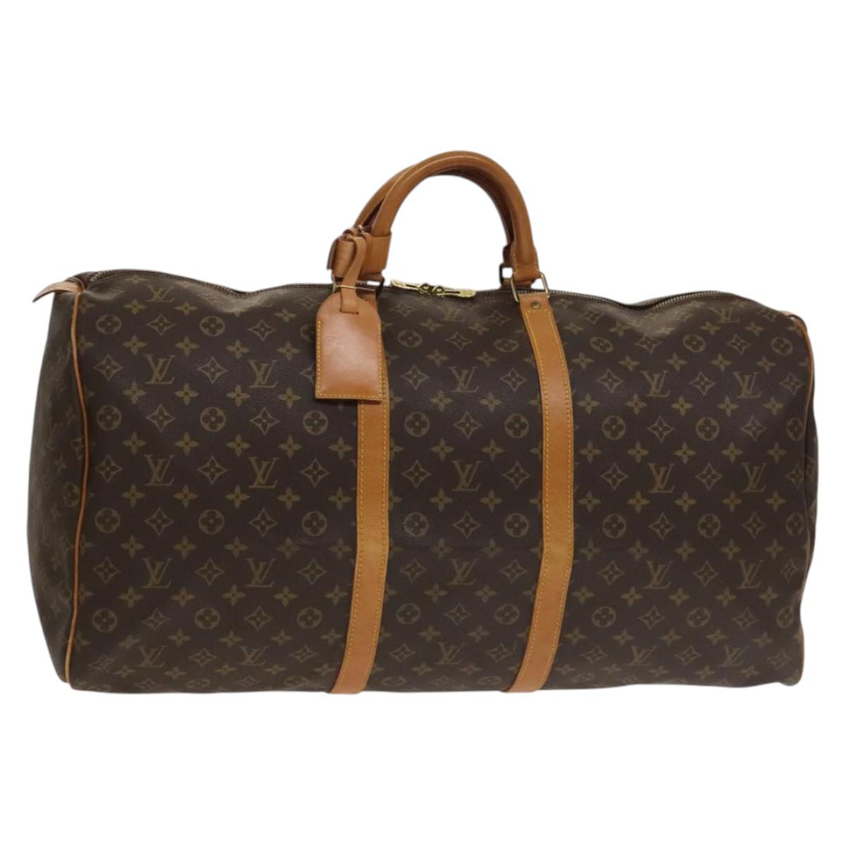 Louis Vuitton Keepall 60, Brown, Canvas, travel