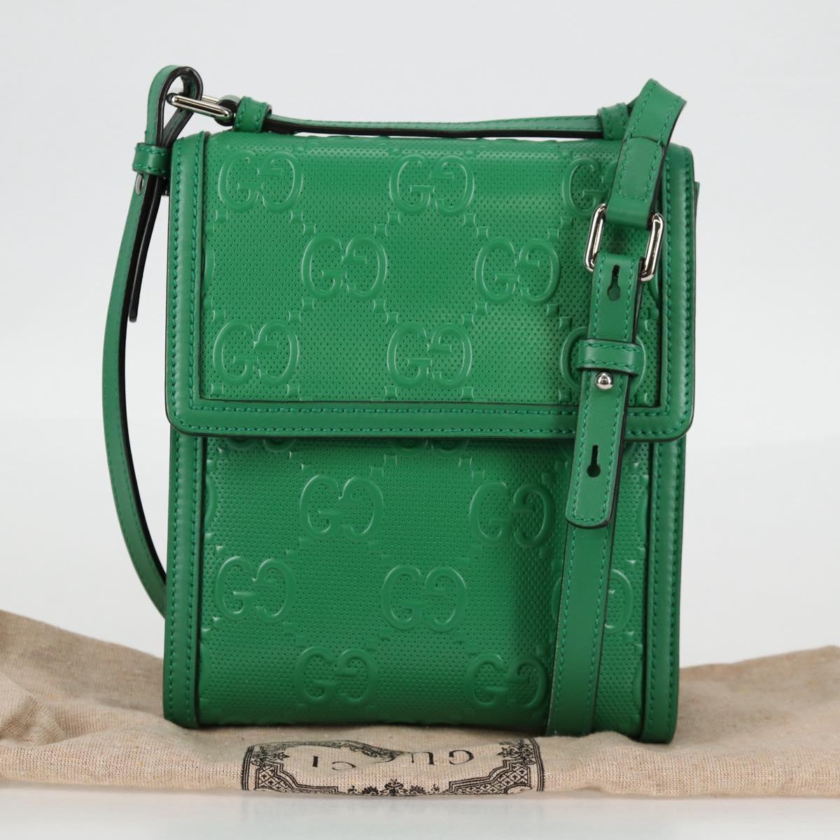 Gucci GG embossé, Green, Leather, shoulder