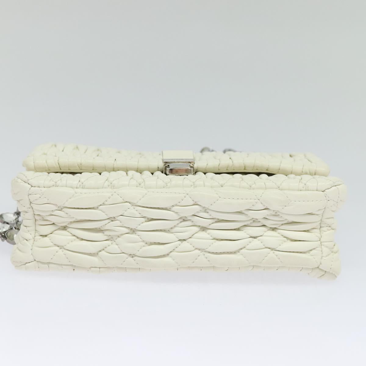 Miu Miu Crystal, White, Leather, shoulder