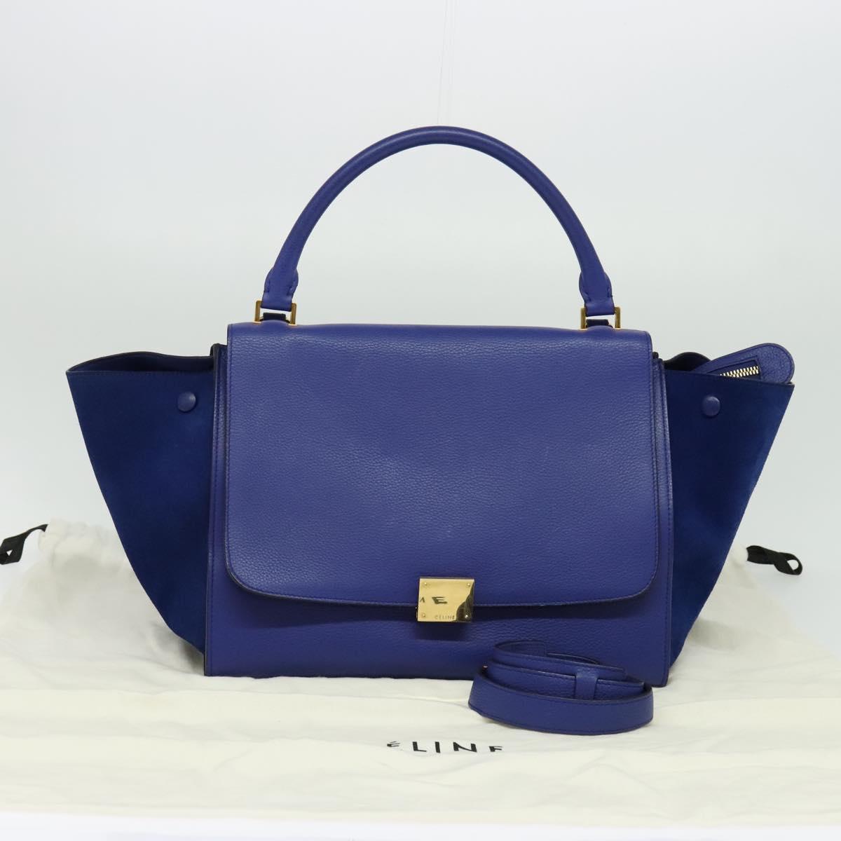 Céline Trapèze, Blue, Leather, handbag