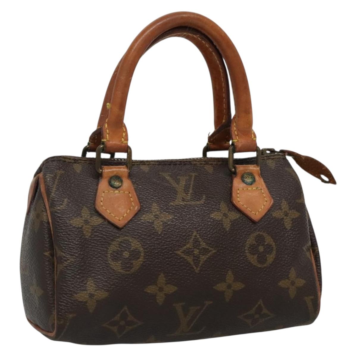 Louis Vuitton Nano Speedy, Brown, Canvas, handbag
