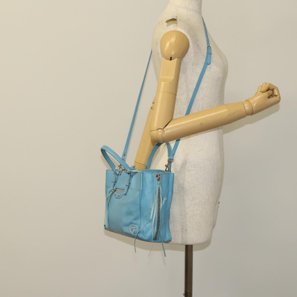 Balenciaga Papier, Blue, Leather, handbag