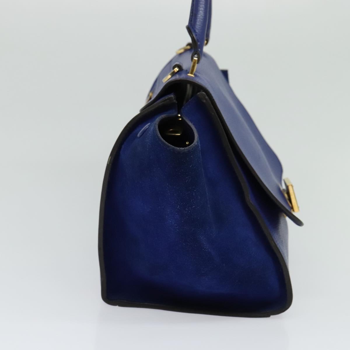 Céline Trapèze, Blue, Leather, handbag