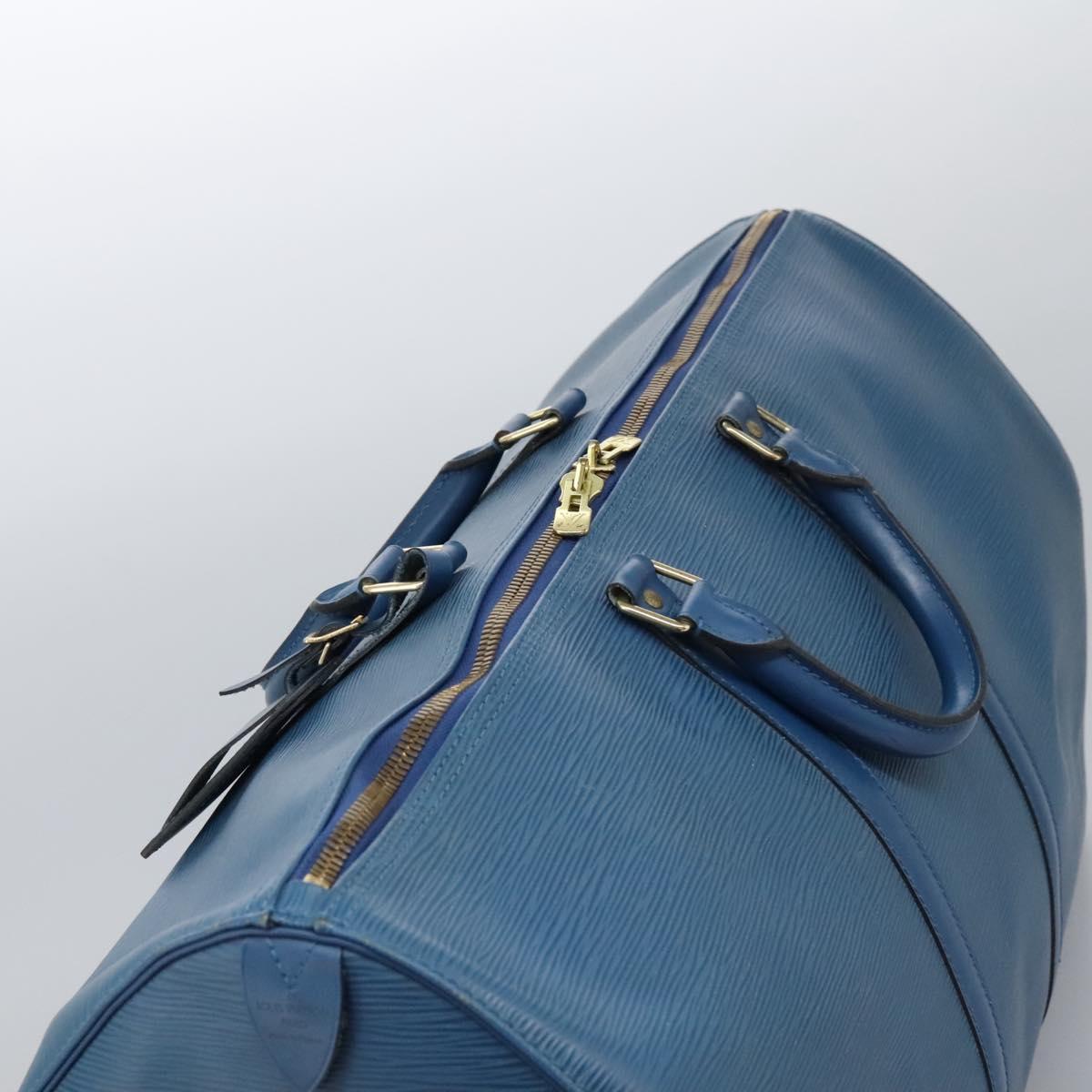 Louis Vuitton Keepall 55, Blue, Leather, travel